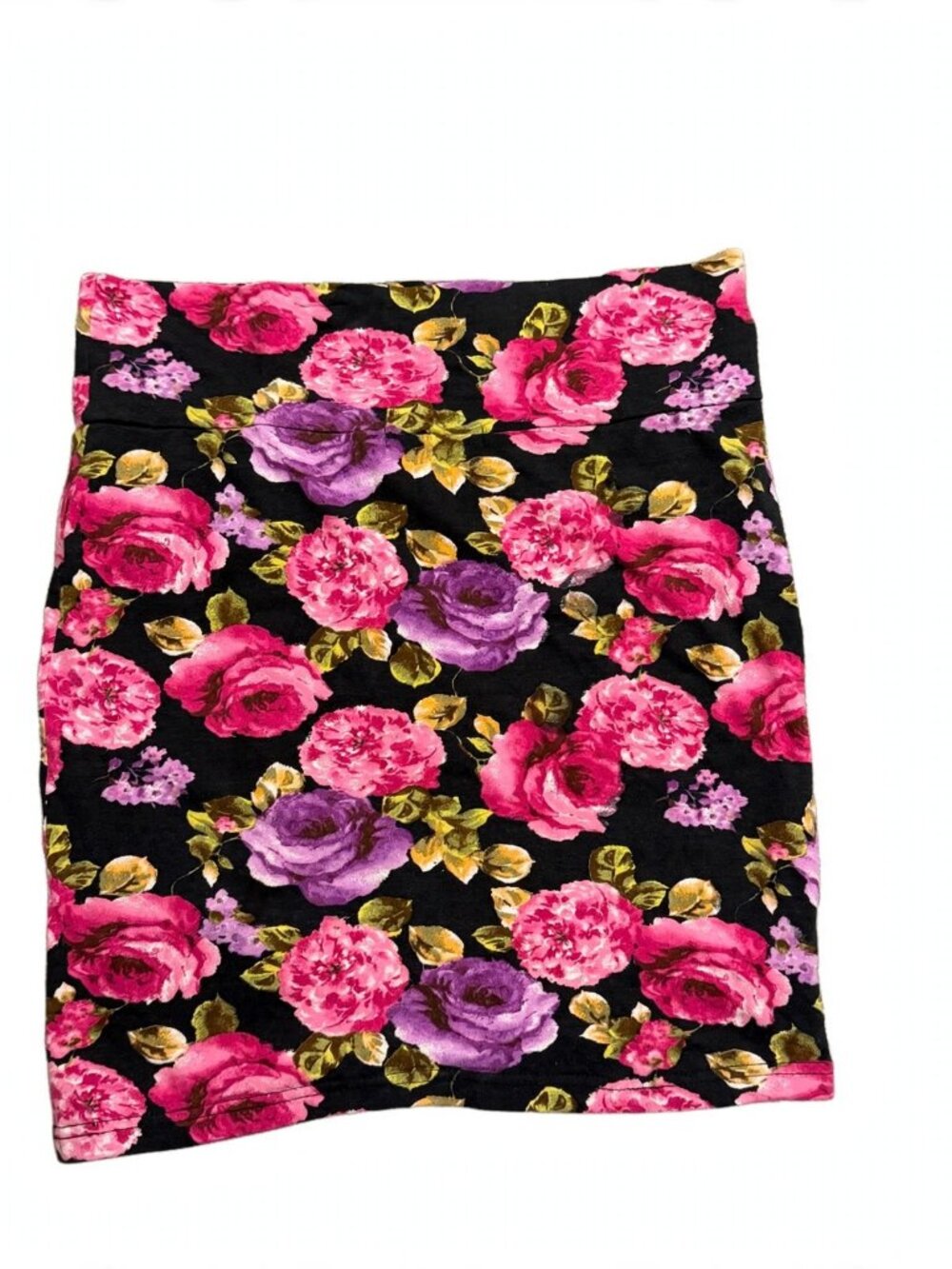 Forever 21 Black Floral Mini Skirt Roses